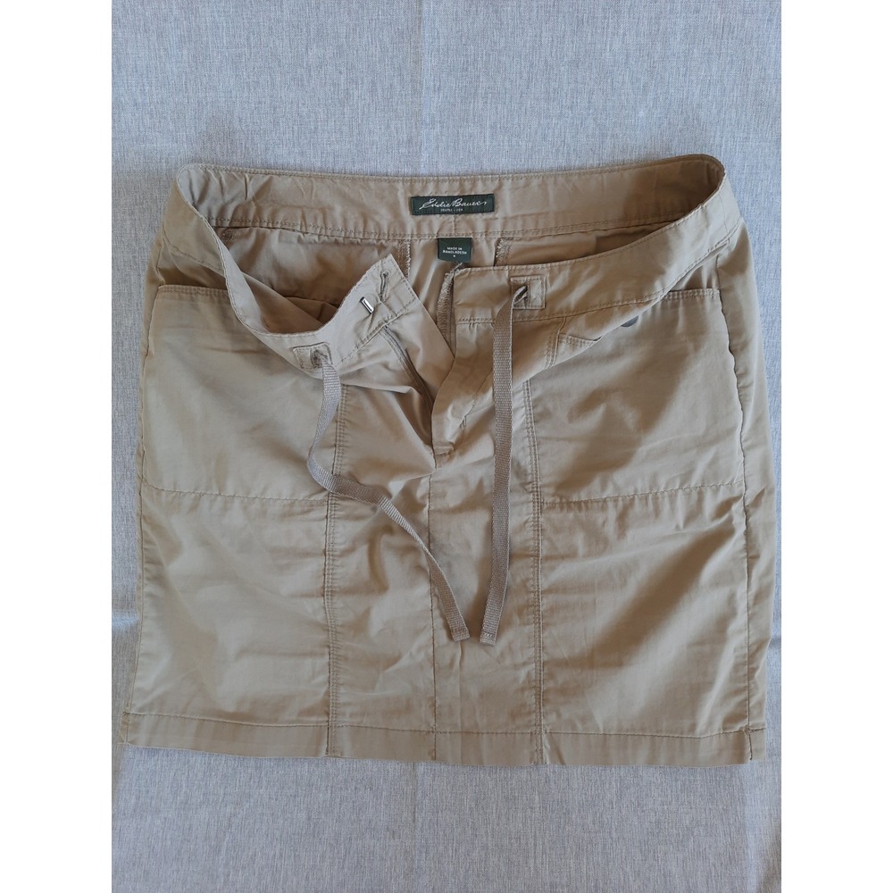 Eddie Bauer Women 8 Utility Camp Side Pocket Drawstring Outdoor Brown Skirtâ